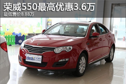 荣威550最高优惠3.6万元 最低售8.88万