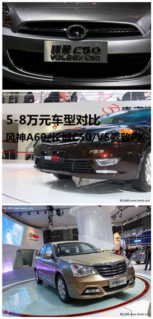 5-8万元车型风神A60/长城C50/V5菱致PK