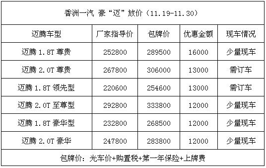 香洲一汽豪“迈”放价 最高优惠1.6万