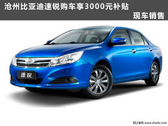 沧州比亚迪速锐享3000元补贴 现车销售