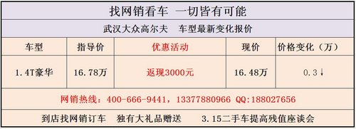 武汉大众高尔夫庆三八最低返现3000元