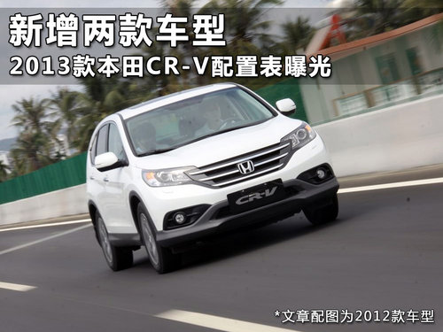 共计7款车型 2013款本田CR-V配置表曝光