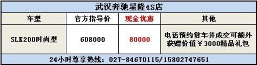 武汉奔驰SLK200现金优惠80000元