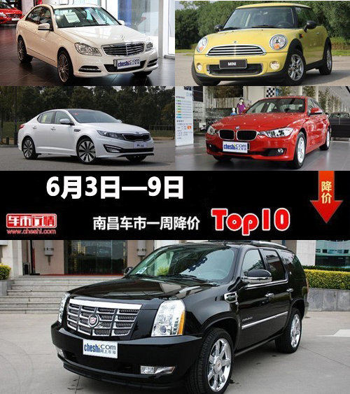 6月3日—9日 南昌车市一周降价Top10