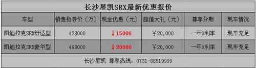长沙凯迪拉克SRX综合优惠4万 0利率购车