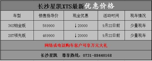 长沙凯迪拉克XTS优惠2万 少量现车销售