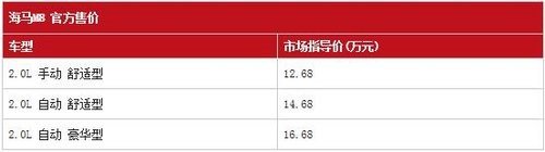 中高级座驾海马M8上市 售价12.68万起