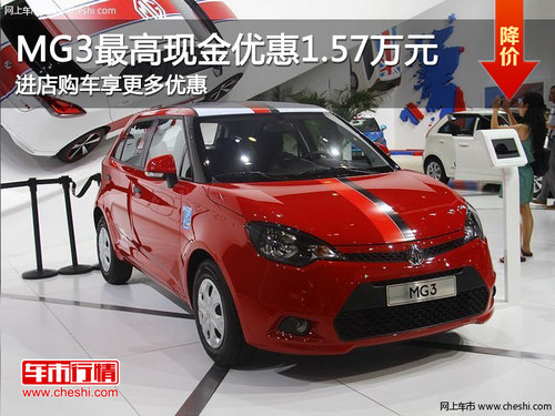 MG3钜惠高达1.57万 进店购车享更多优惠