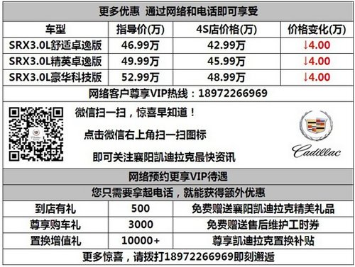 襄阳凯迪拉克SRX迎元旦 最高优惠4万元