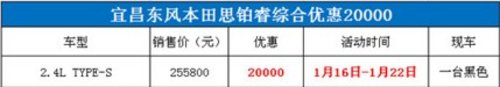 宜昌东风本田思铂睿最高综合优惠20000