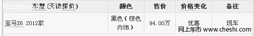 进口宝马X6顶配黑色 天津现车94万热销