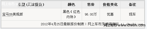 美规版宝马X6黑色现车 天津港96万畅销