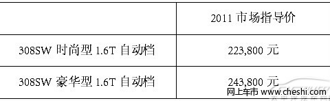 进口标致308系列官方指导价下调