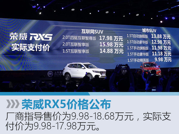 荣威RX5-正式上市 售价9.98-18.68万元-图1