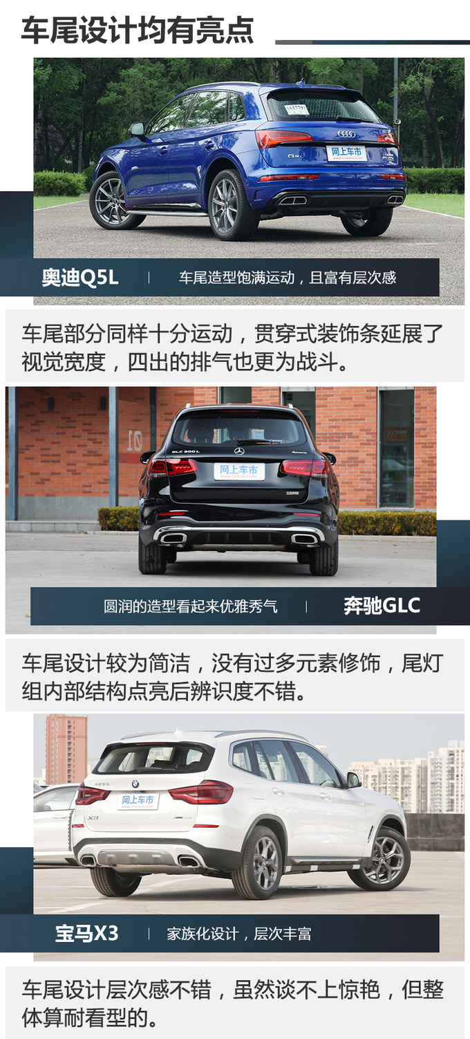 都是豪华SUV实力派全新奥迪Q5L奔驰GLC和宝马X3到底该选谁?-图5