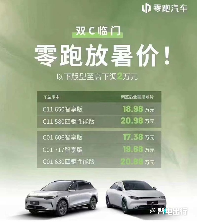 最高降2万零跑C11/C01纯电版售15.58/14.98万起-图3