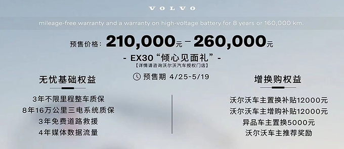 沃尔沃EX30预售21万起比极氪X小 或5月20日上市-图5