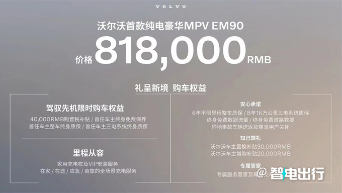 沃爾沃EM90全球首發售81.8萬 比極氪009貴31.9萬-圖1
