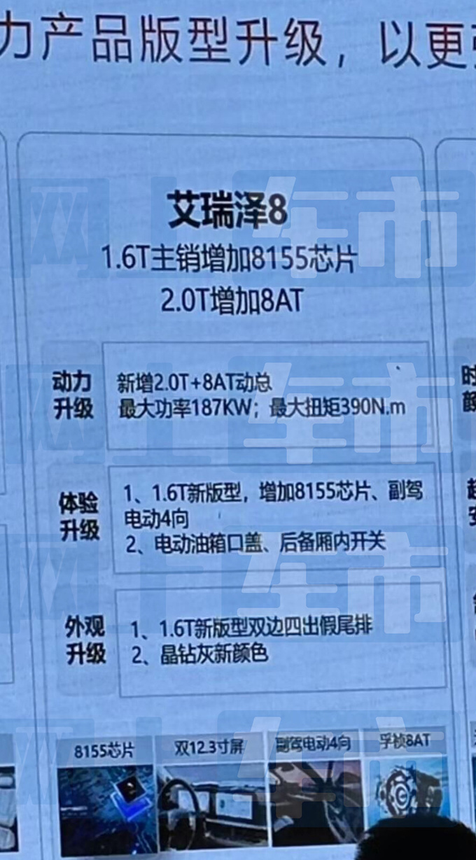 奇瑞新艾瑞泽8将上市 主销车多项增配+升级8AT-图5