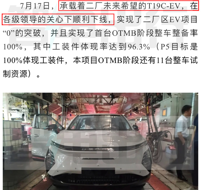 奇瑞欧萌达EV量产车下线撞脸银河L7 预计年内上市-图4