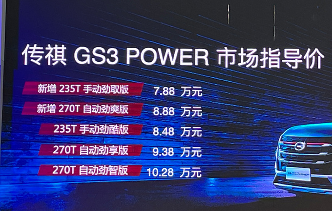 广汽传祺GS3  POWER新车型上市7.88万元起售-图2