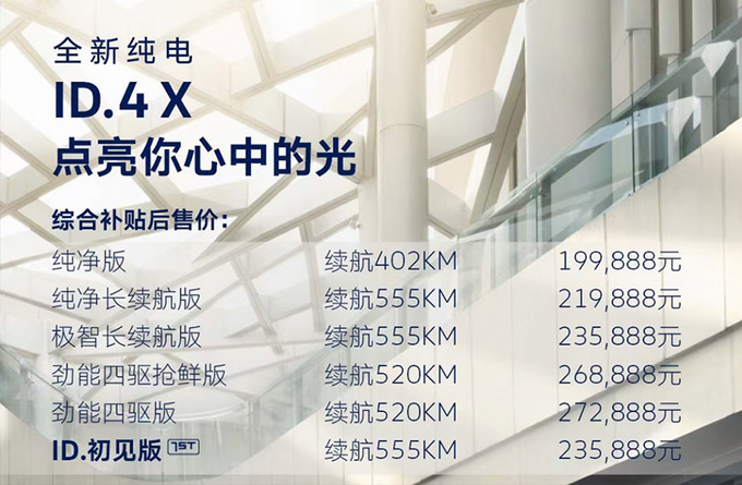 上汽大众ID.4 X正式上市交付19.9888万元起售-图2