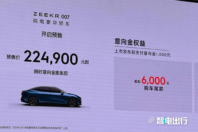 极氪007首发亮相预售22.49万起 明年1月上市-图1