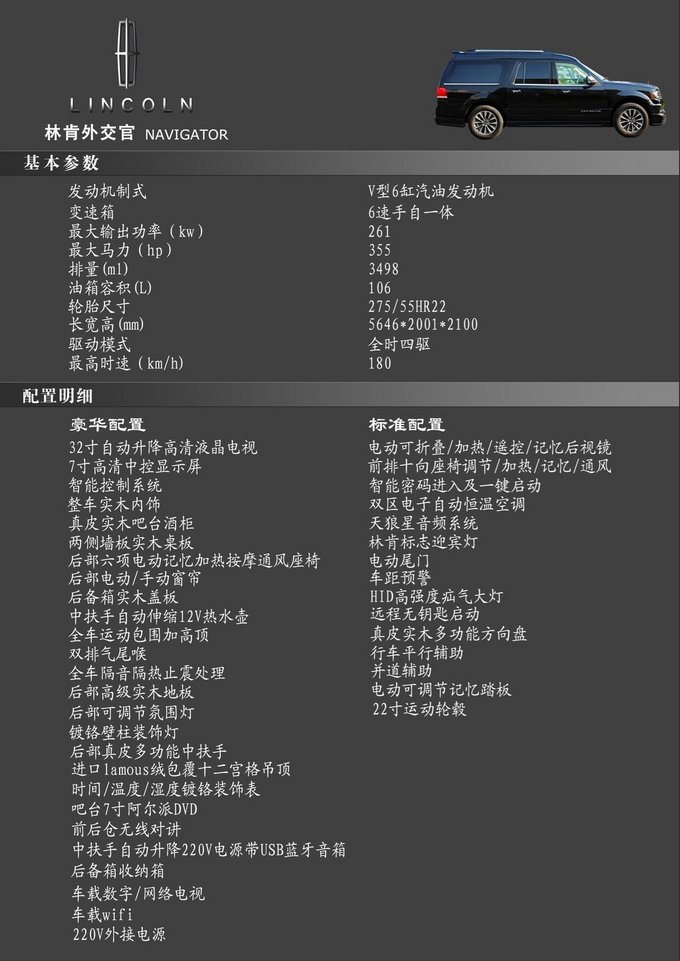 2017款林肯外交官配置明细 豪华内饰曝光-图2