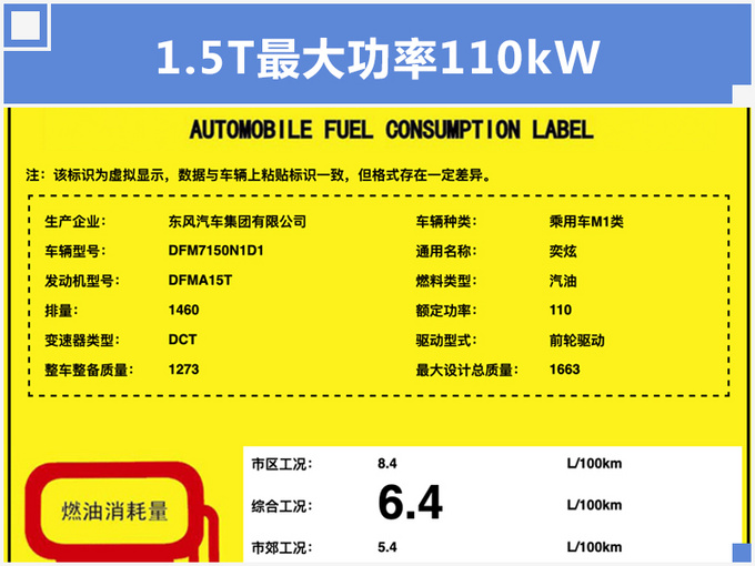 东风风神奕炫搭1.0T/1.5T 油耗低至5.4L/100km-图3