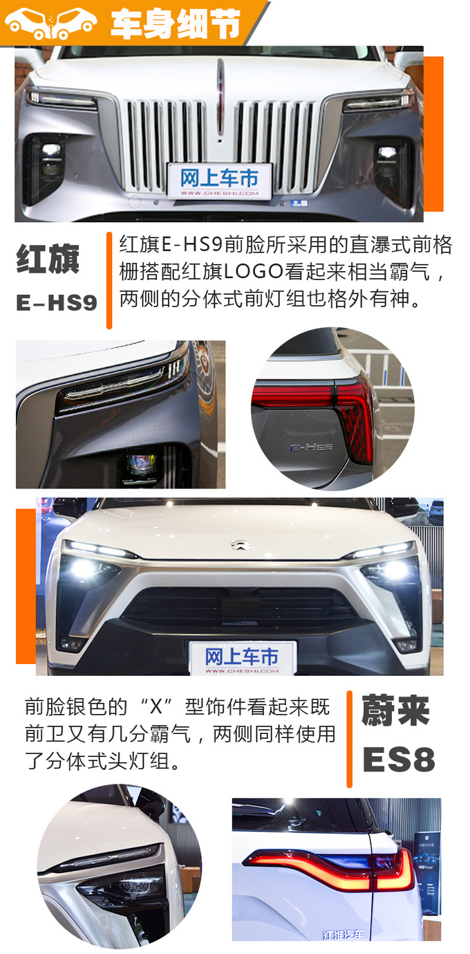 谁是国产纯电SUV的扛鼎之作红旗E-HS9 VS 蔚来ES8-图3