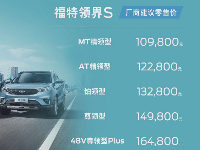 福特领界S正式上市 配车载微信 10.98万元起售-图1