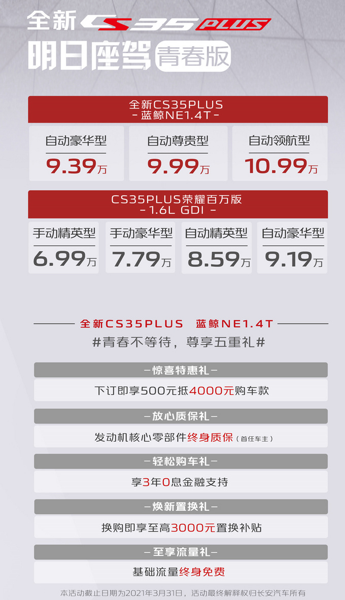 长安新款CS35PLUS上市 6.99万起售/配置大升级-图1