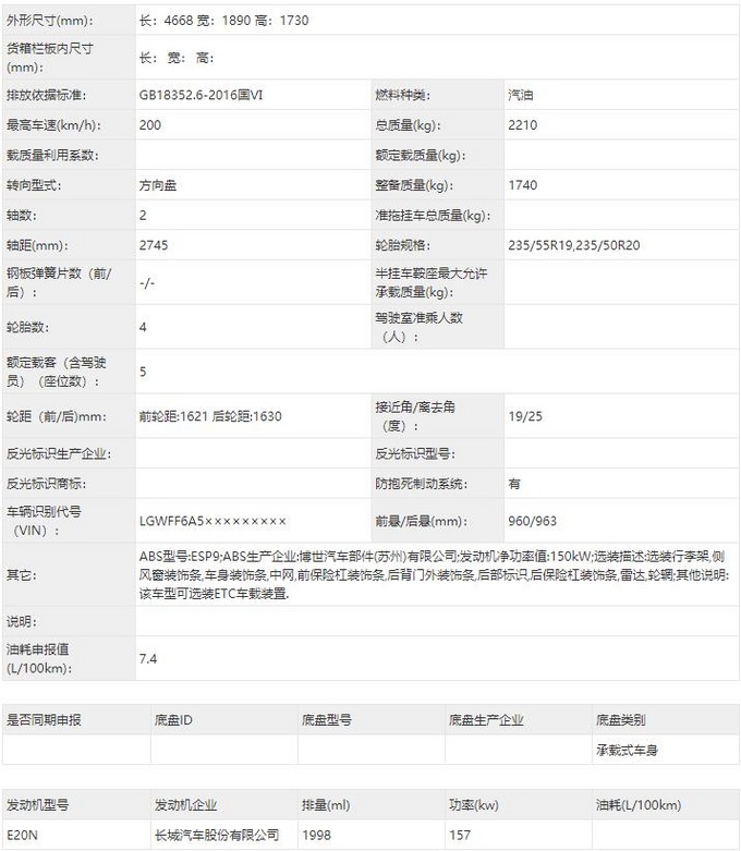 WEY新款VV6最新消息曝光尺寸全面升级-图4