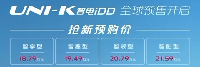 官涨1.7万长安新UNI-K混动预售18.79万-21.59万-图1
